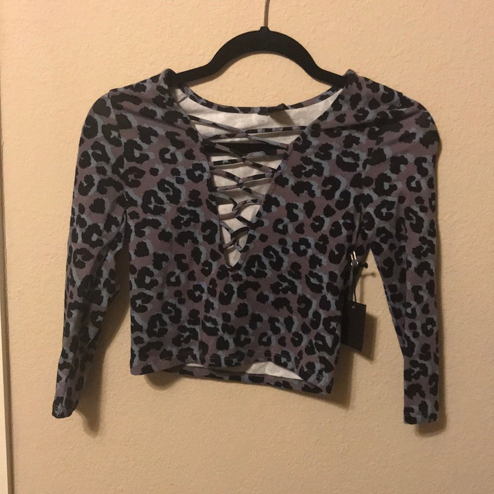 Cheetah Lace Up Crop Top